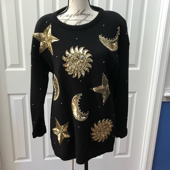 Marisa Christina Sweaters - Marisa Christina Vintage Celestial Sequin Sweater